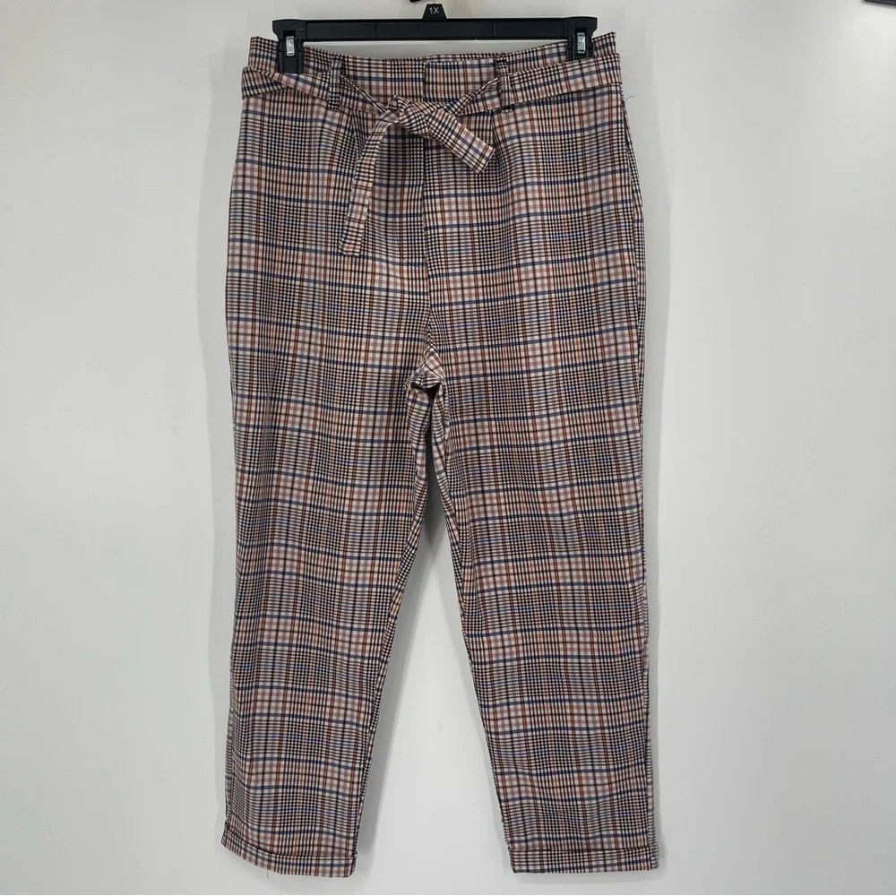 Nasty Gal Plaid Hard to Get Tapered Tie Pants